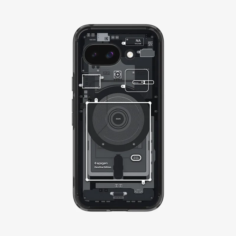 Ultra Hybride Mag Magsafe Google Pixel 9A Zero One Zwart by Spigen in Transparent – product photo