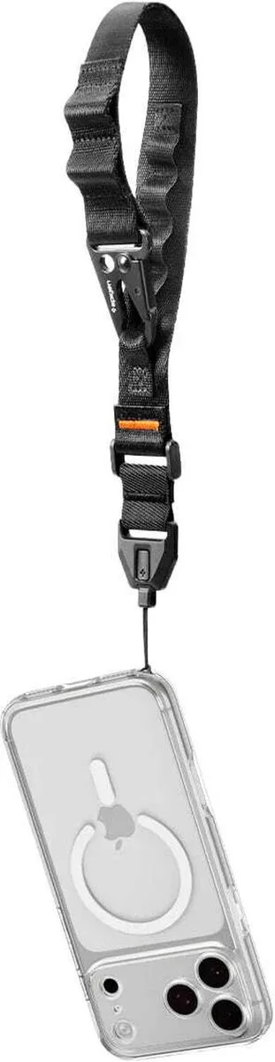 Universal Wrist Lanyard Strap DA30S | Polskoord | Geschikt voor iPhone 17 en Toestellen met Lanyard Bevestiging van Spigen in Zwart – productfoto