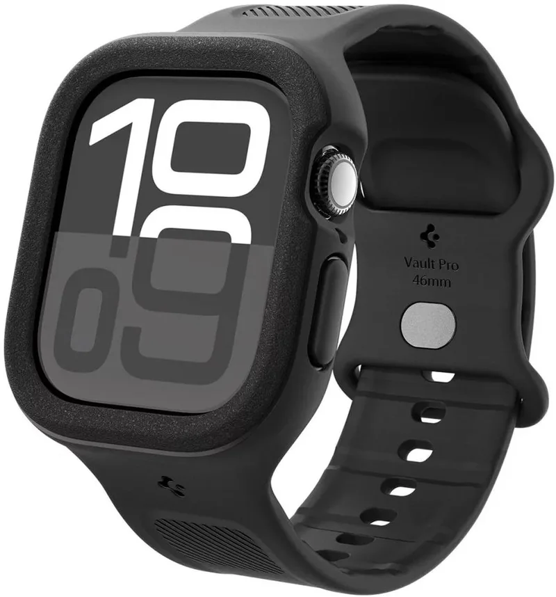 Vault Pro - Hoesje en Bandje Geschikt voor Apple Watch 11/10 46MM de Spigen en Noir – photo produit