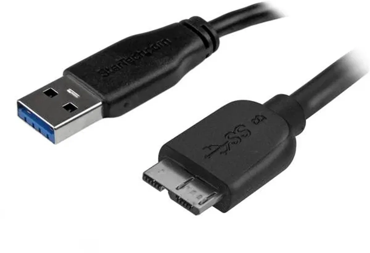 STARTECH 1.8m Slim USB 3.0 Micro B Cable von StarTech.com in Schwarz – Produktfoto