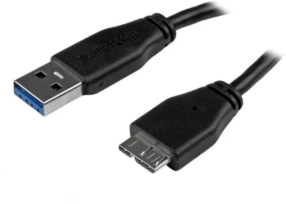 Dunne micro USB 3.0-kabel 3 m från StarTech.com i Svart – produktbild