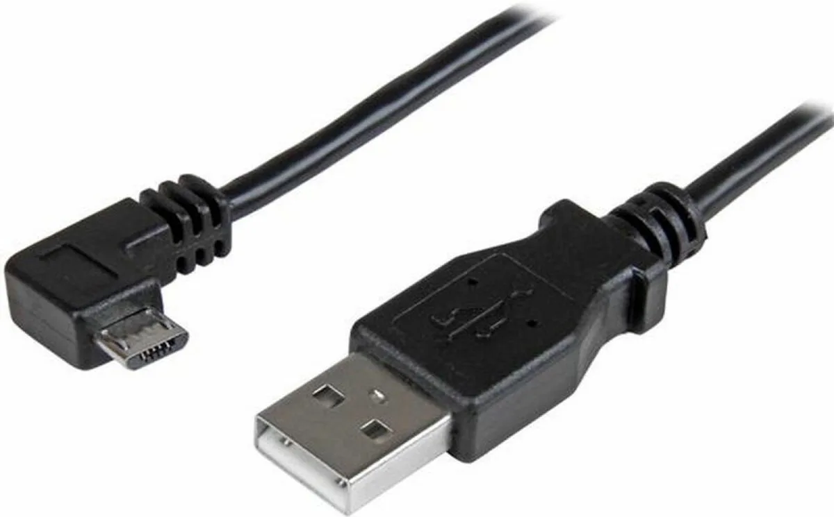 StarTech 0,5 meter Micro USB oplaad en sync kabel - Haaks rechts von StarTech.com in Schwarz – Produktfoto