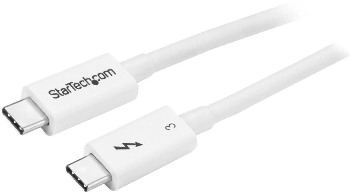 StarTech 0,5 meter Thunderbolt 3 USB-C kabel - 40 Gbps fra StarTech.com i Hvid – produktbillede