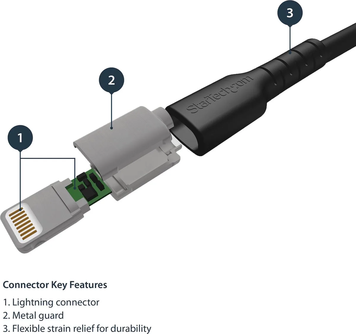 StarTech 2 meter USB naar Lightning Kabel - Apple MFi fra StarTech.com i Sort – produktbillede