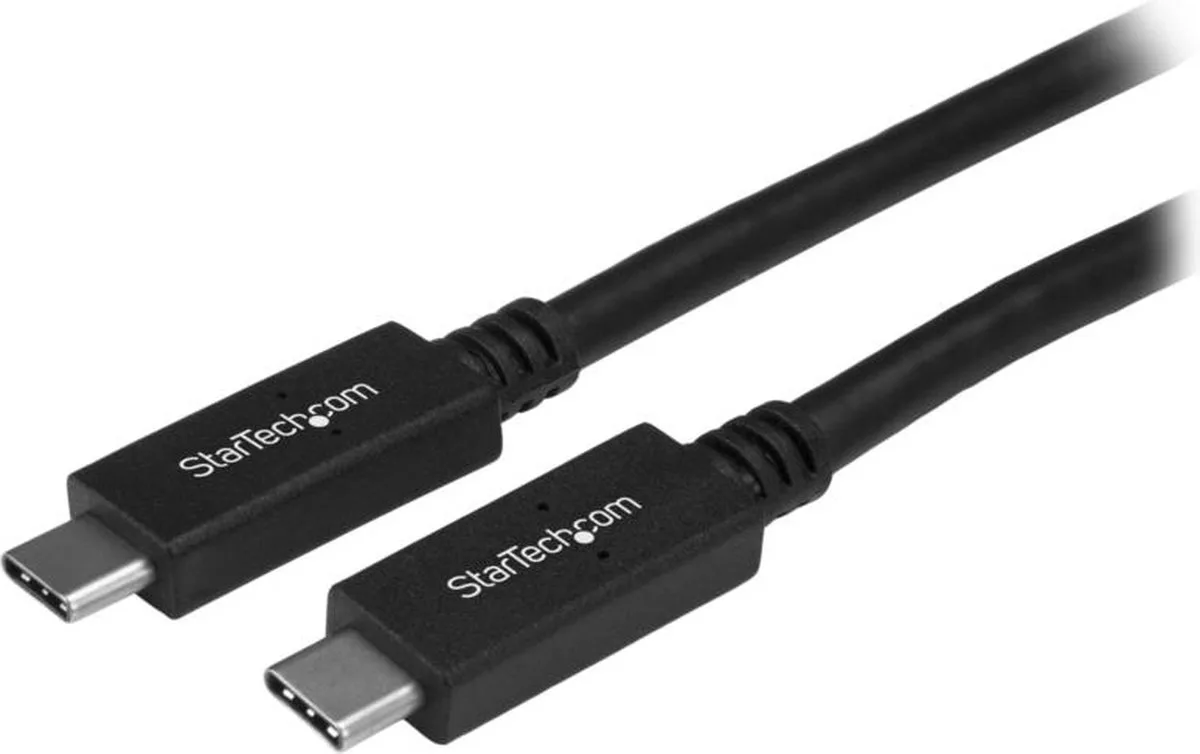 StarTech.com 1m USB-C Kabel, USB 5Gbps, 60W (3A) Power Delivery, 4K 60Hz DP Alt Mode, TPE Mantel - Thunderbolt Compatibel van StarTech.com in Zwart – productfoto