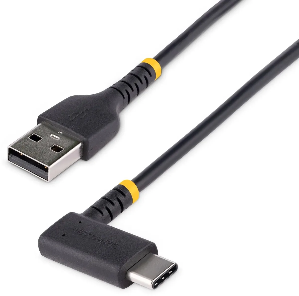 StarTech.com 2m USB-A naar USB-C Laadkabel, Robuuste Haakse Fast Charge & Sync Kabel, 3A, USB 2.0, TPE Mantel en Aramidevezels - Zwarte USB Oplaadkabel von StarTech.com in Schwarz – Produktfoto