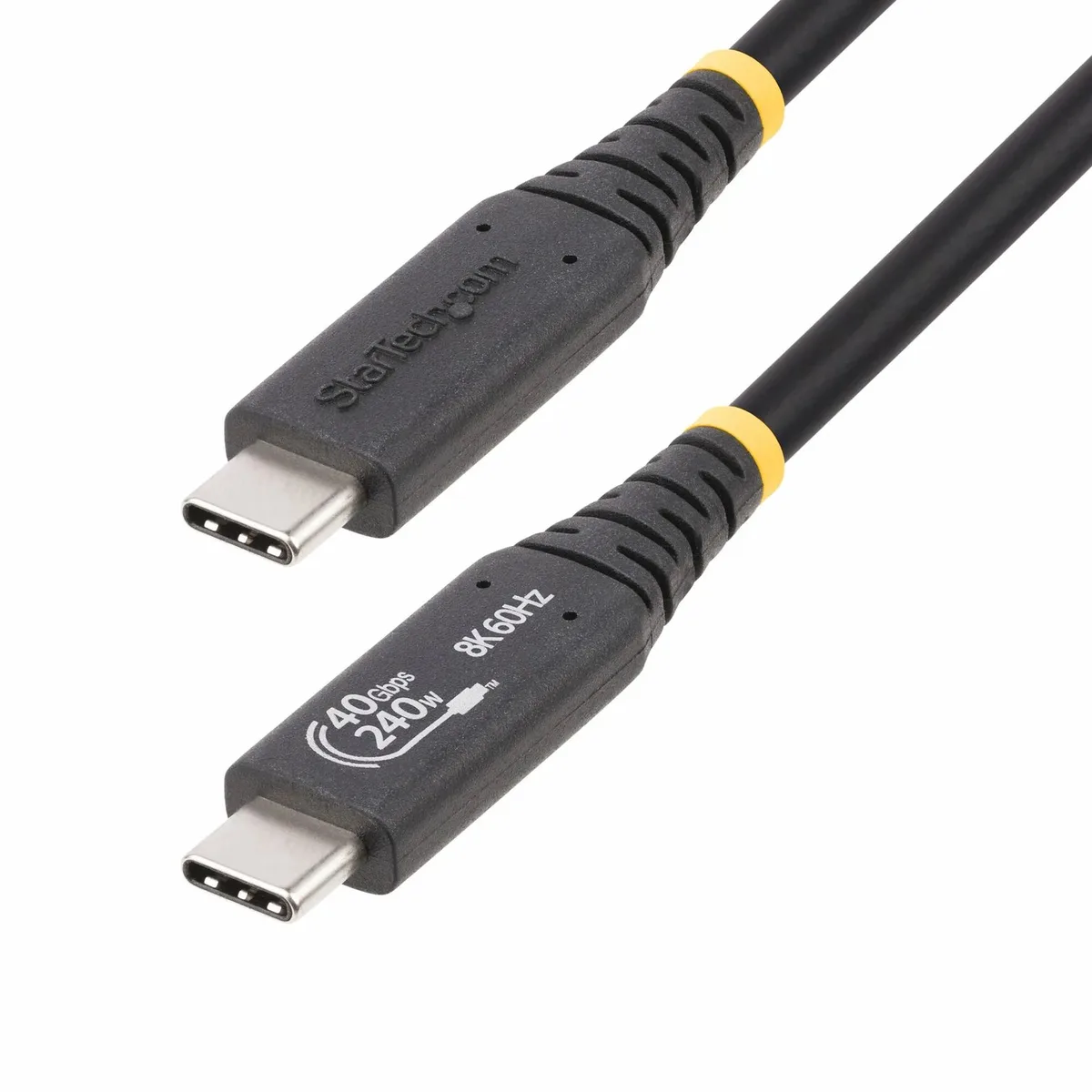 StarTech.com 50cm USB4 Kabel, USB-IF Gecertificeerde USB Type-C Kabel, 40Gbps, 240W Power Delivery PD 3.1 EPR, 8K 120Hz, USB-C Data/Laad Kabel, Compatibel met Thunderbolt/USB 3.2 Poorten by StarTech.com in Black – product photo