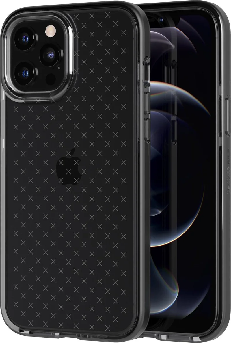 Evo Check hoesje - Smokey Black - Geschikt voor iPhone 12 Pro Max de Tech21 en Noir, Doorschijnend – photo produit