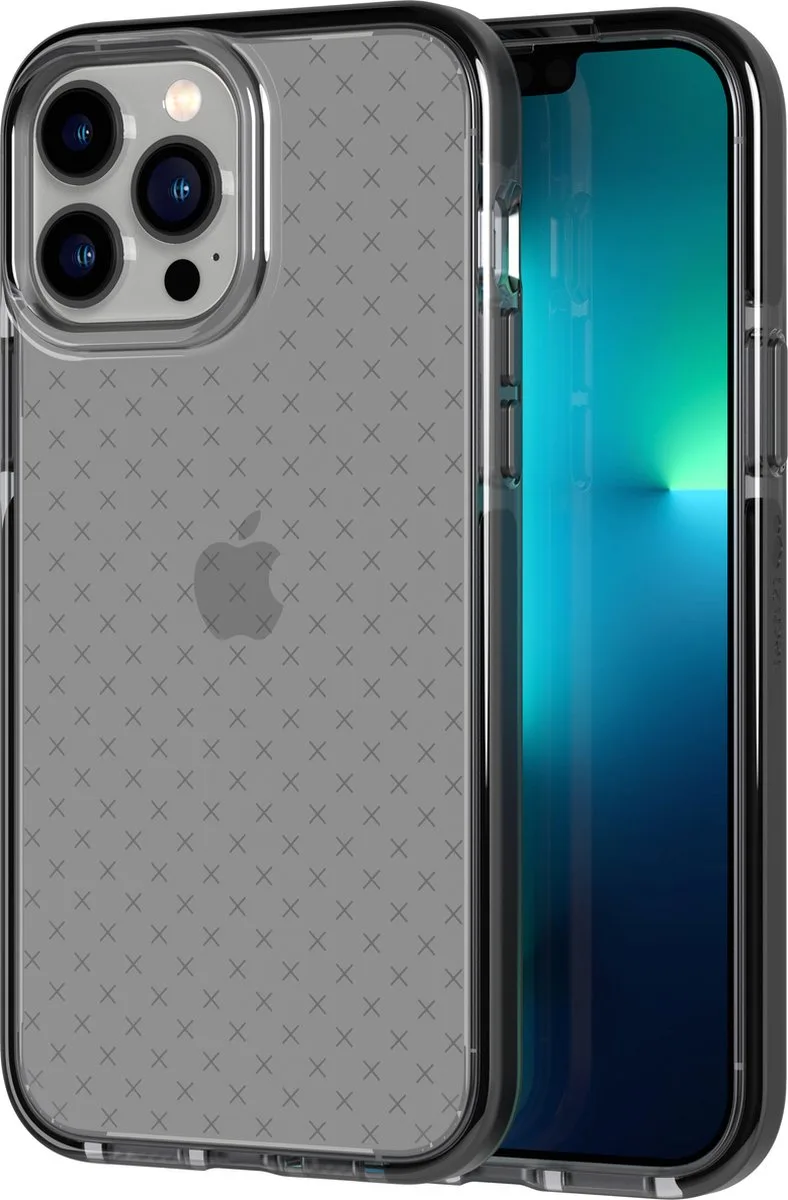 Evo Check - iPhone 13 Pro Max hoesje - Flexibel schokbestendig telefoonhoesje - Zwart - 4,9 meter valbestendig von Tech21 in Smokey, Schwarz – Produktfoto