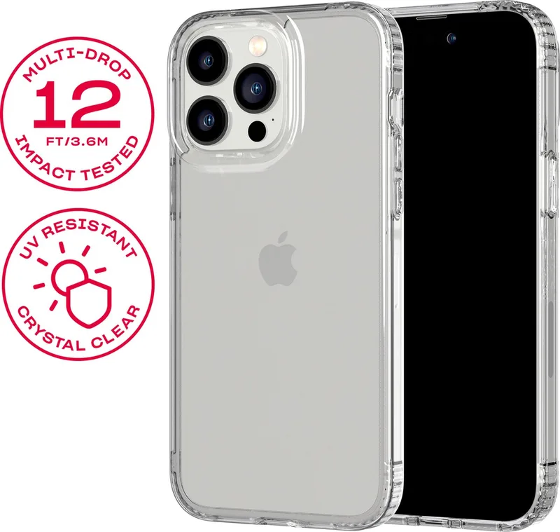 Evo Clear - Telefoonhoesje iPhone 14 Pro Max - 3,6 meter valbestendig - Schokbestendig by Tech21 in Transparent – product photo