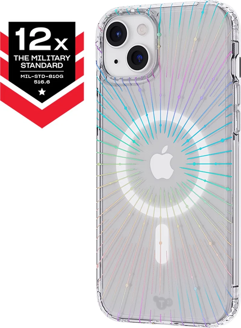 Evo Clear - Telefoonhoesje iPhone 15 Plus - MagSafe - 3,6 meter valbestendig van Tech21 in Transparant Glitter – productfoto