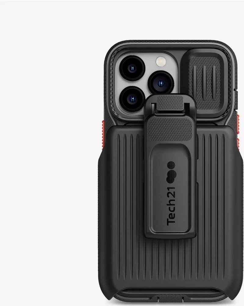 Evo Max Backcover hoesje met Holster voor iPhone 13 Pro från Tech21 i Svart – produktbild