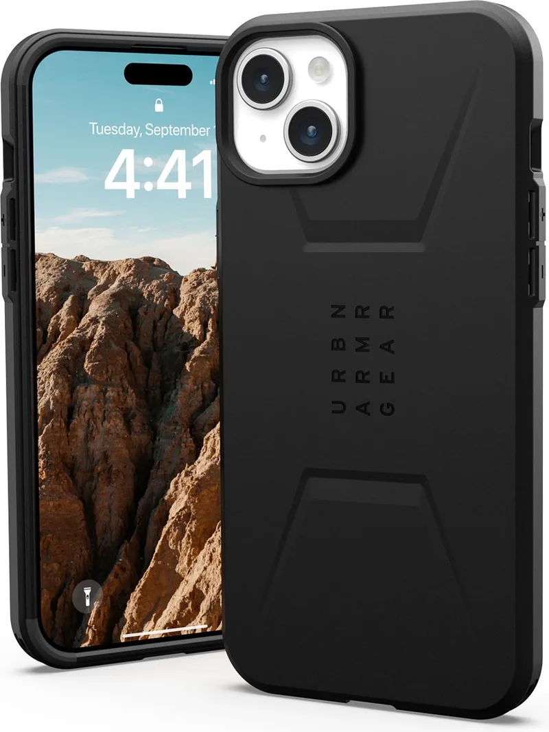 Civilian Mag geschikt voor iPhone 15 Plus Hoesje van UAG in Zwart – productfoto