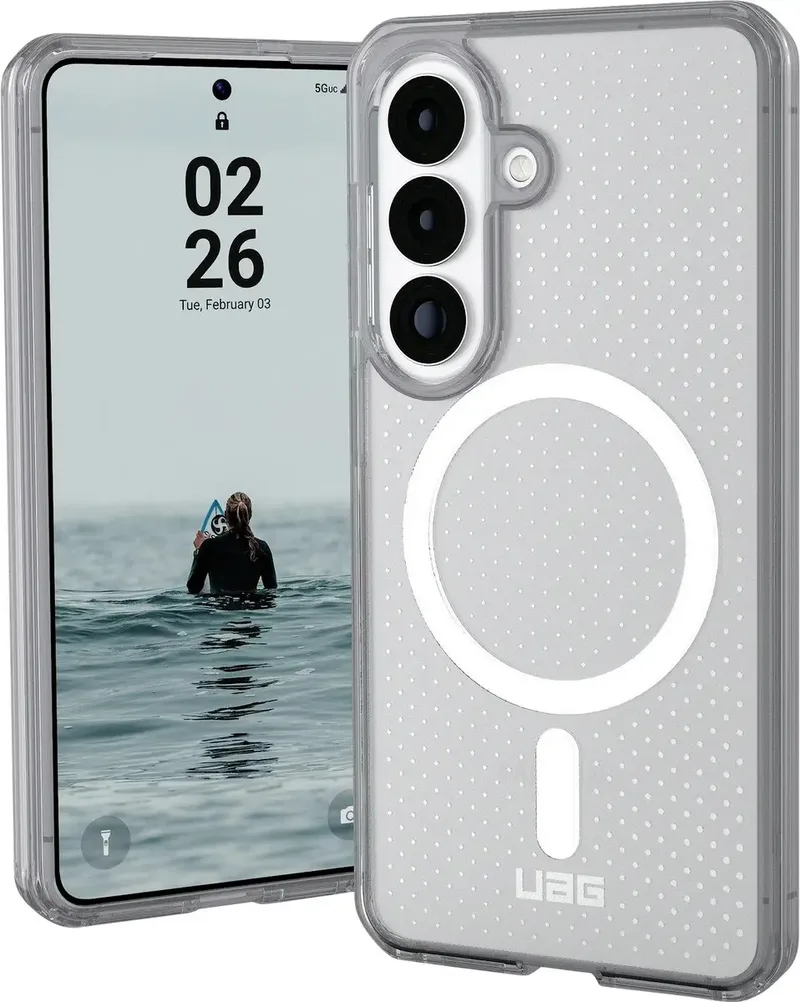 Dot Case Samsung Galaxy S26+ MagSafe compatible, Met magneetmodule von UAG in Ice – Produktfoto