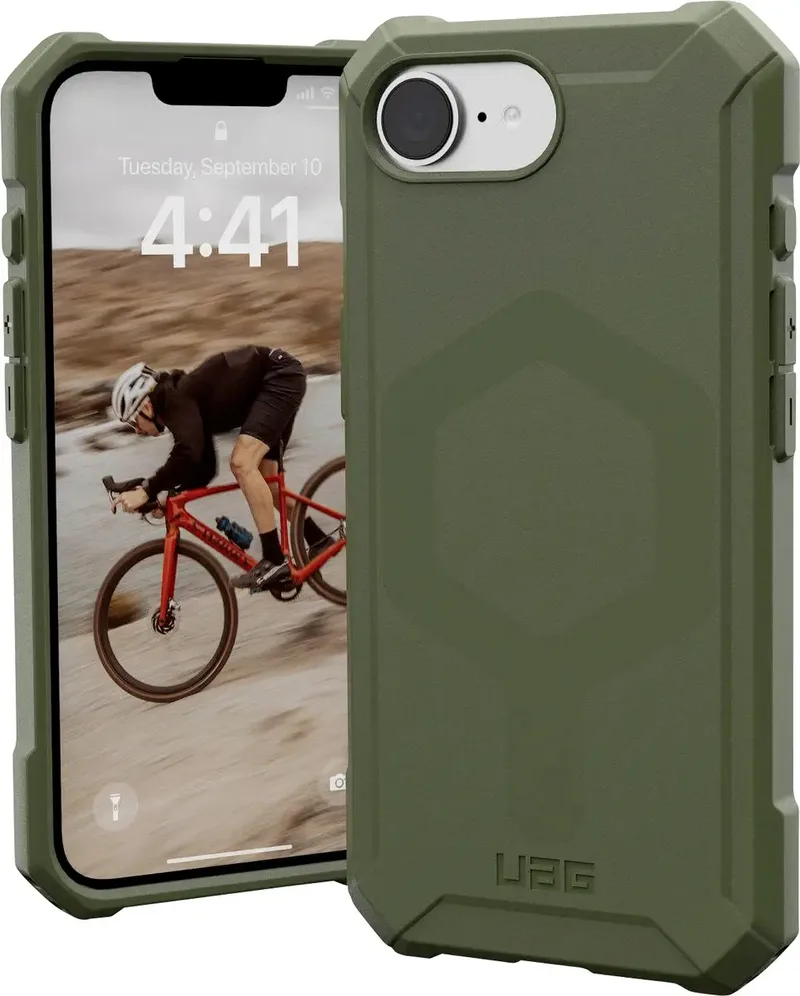 Essential Armor Outdoor telefoonhoes Apple iPhone 17e, iPhone 16e Inductieve lading, MagSafe compatible, Stootbestendig von UAG in Vaal olijf-bruin – Produktfoto