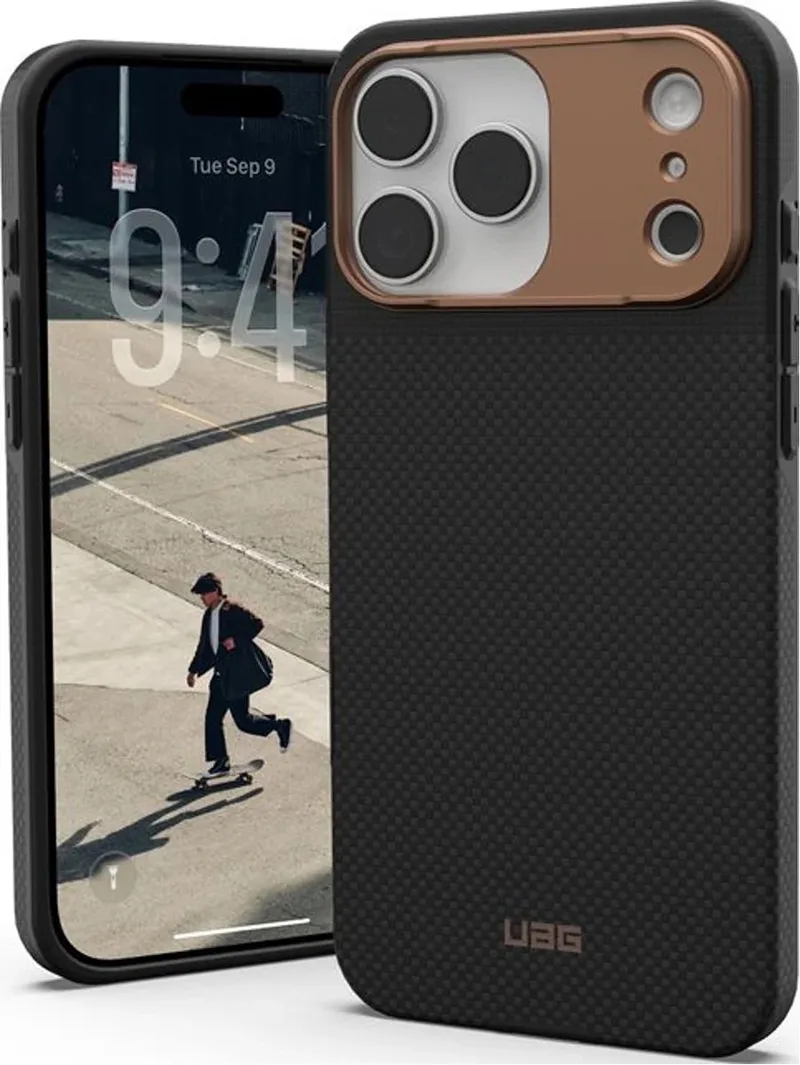 Fibr Armr Kevlar Backcover geschikt voor MagSafe geschikt voor iPhone 17 Pro - Graphite / Bronze fra UAG i Sort – produktbillede