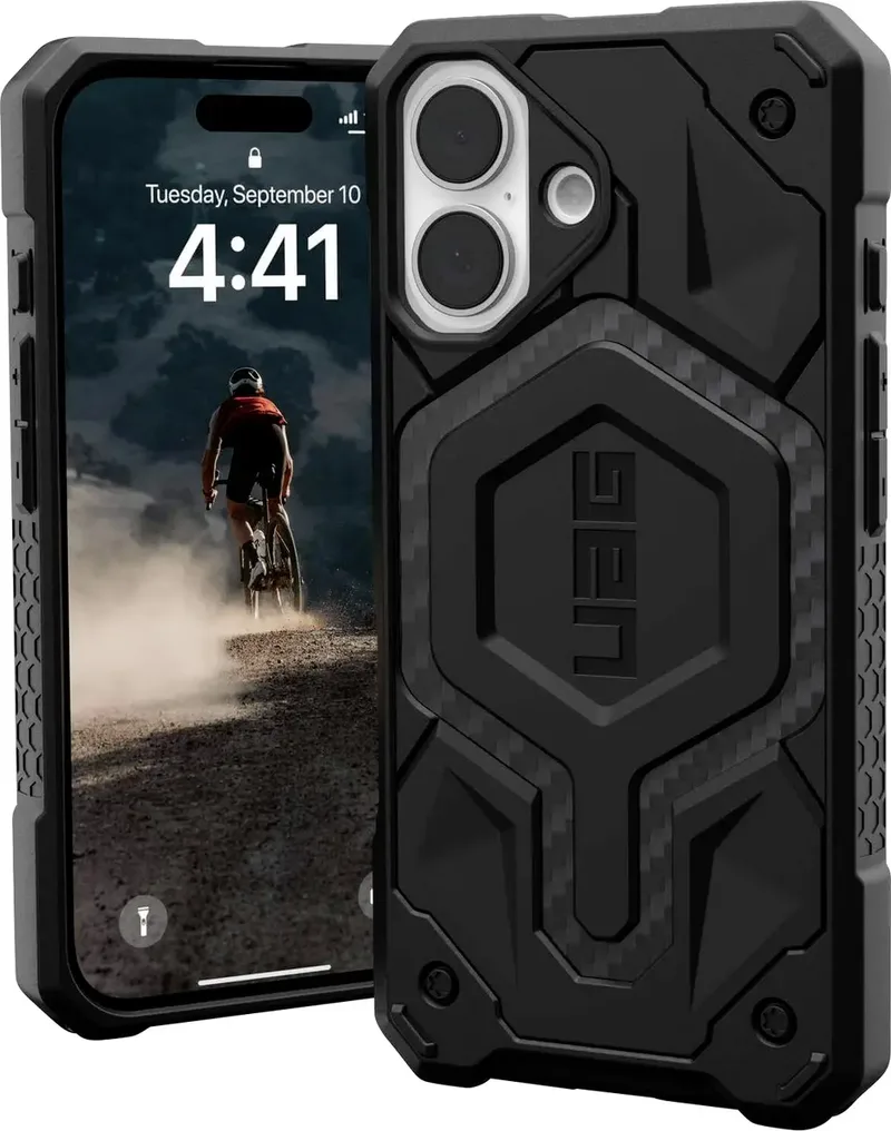Monarch Case Backcover Apple iPhone 16 Inductieve lading de UAG en Carbon – photo produit