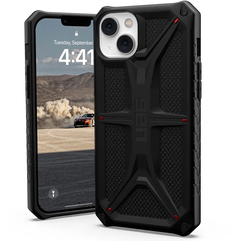 Monarch geschikt voor iPhone 14 Plus Hoesje från UAG i Kevlar zwart – produktbild