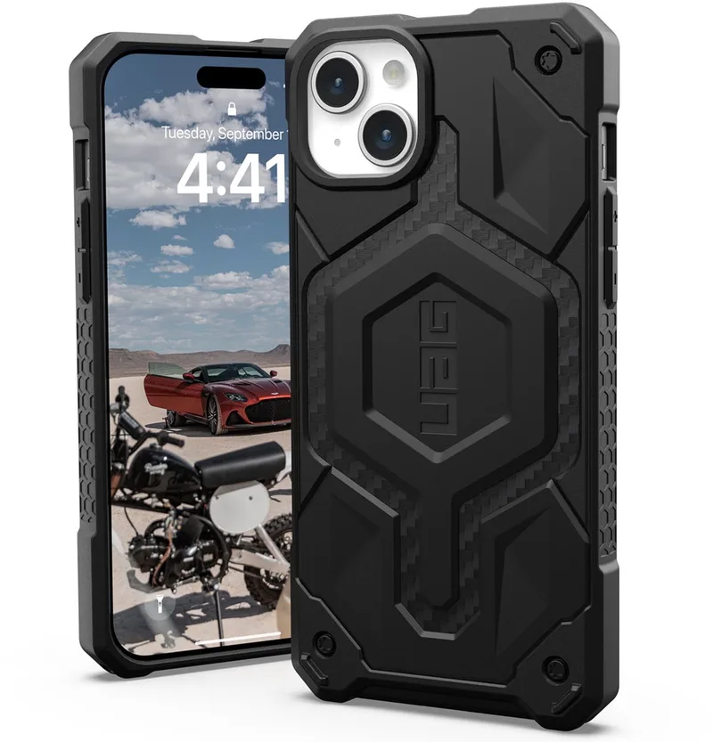 Monarch Pro iPhone 15 Plus Mag Hoesje | carbon von UAG in Schwarz – Produktfoto