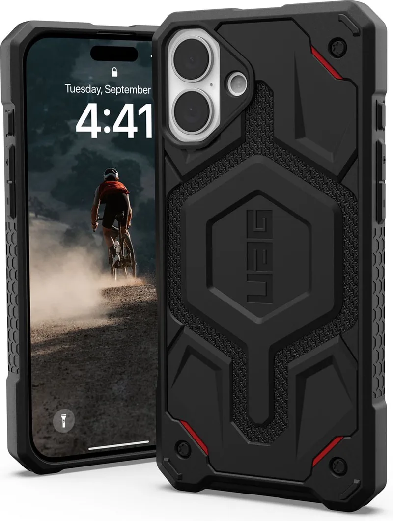 Monarch Pro Mag geschikt voor iPhone 16 Plus Hoesje - kevlar black | kevlar black by UAG in Kevlar black – product photo