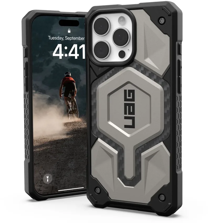 Monarch Pro Mag geschikt voor iPhone 16 Pro Max Hoesje by UAG in Titanium – product photo