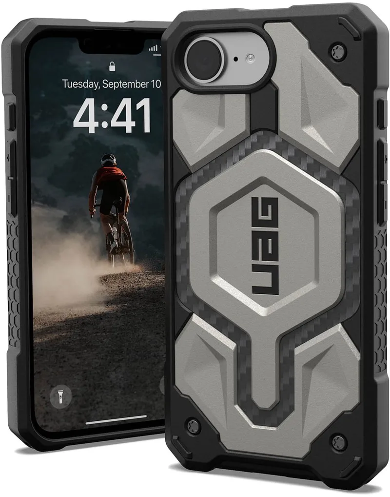 Monarch Pro Mag geschikt voor iPhone 16e (2025) Hoesje - titanium | titanium de UAG en Titanium – photo produit
