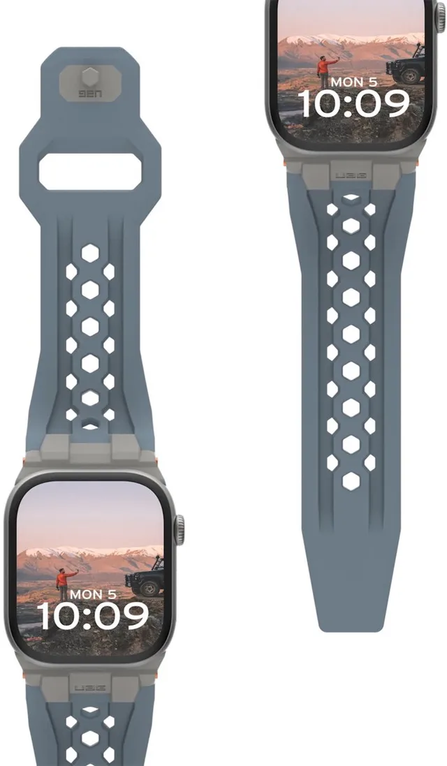 Monarch Siliconenbandje voor de Apple Watch | 44/45/46/49 mm - Cloud Blue / Titanium