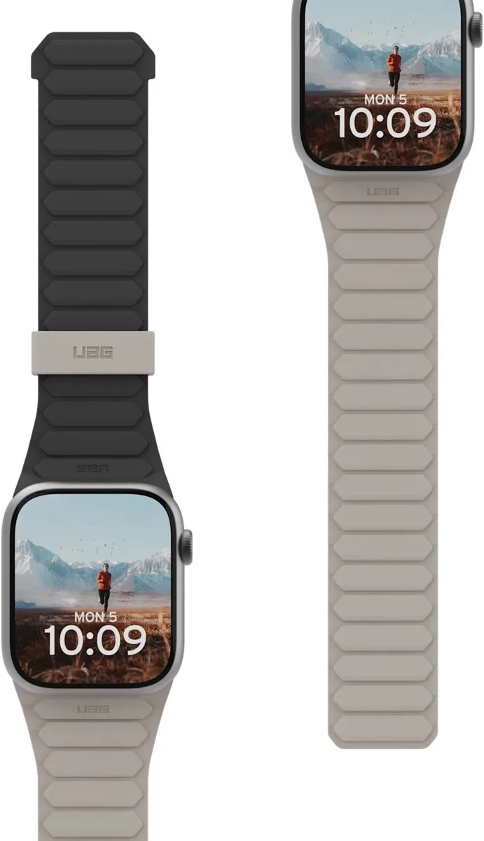 Pathfinder Omkeerbaar siliconenbandje voor de Apple Watch | 44/45/46/49 mm - Black Titanium de UAG en Noir – photo produit