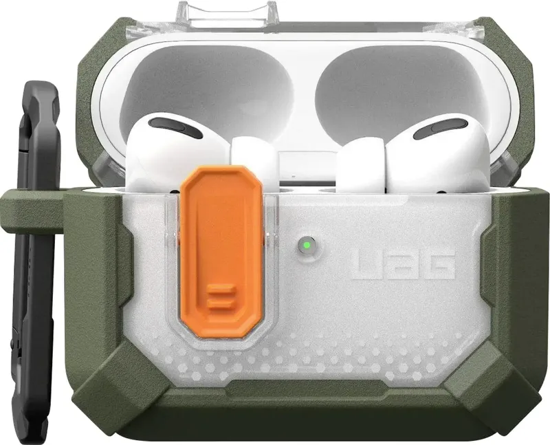 Plasma Beschermhoes voor oplaadcase Geschikt voor (koptelefoon): In Ear koptelefoon Olijf, Transparant, Oranje de UAG en Olijf, Transparent, Orange – photo produit