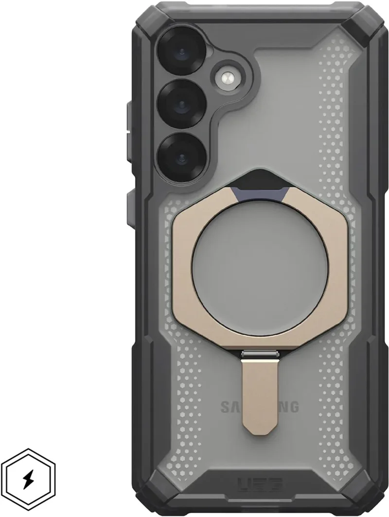Plasma XTE Hoesje Geschikt voor Samsung Galaxy S25 Plus - Compatibel met MagSafe / Qi2 - Back Cover met Standaard - Ash/Titanium van UAG in Zwart – productfoto
