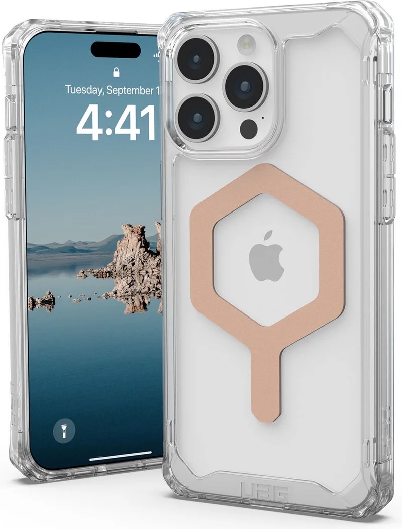Plyo Mag geschikt voor iPhone 15 Pro Max Hoesje by UAG in Transparent, Rose gold – product photo
