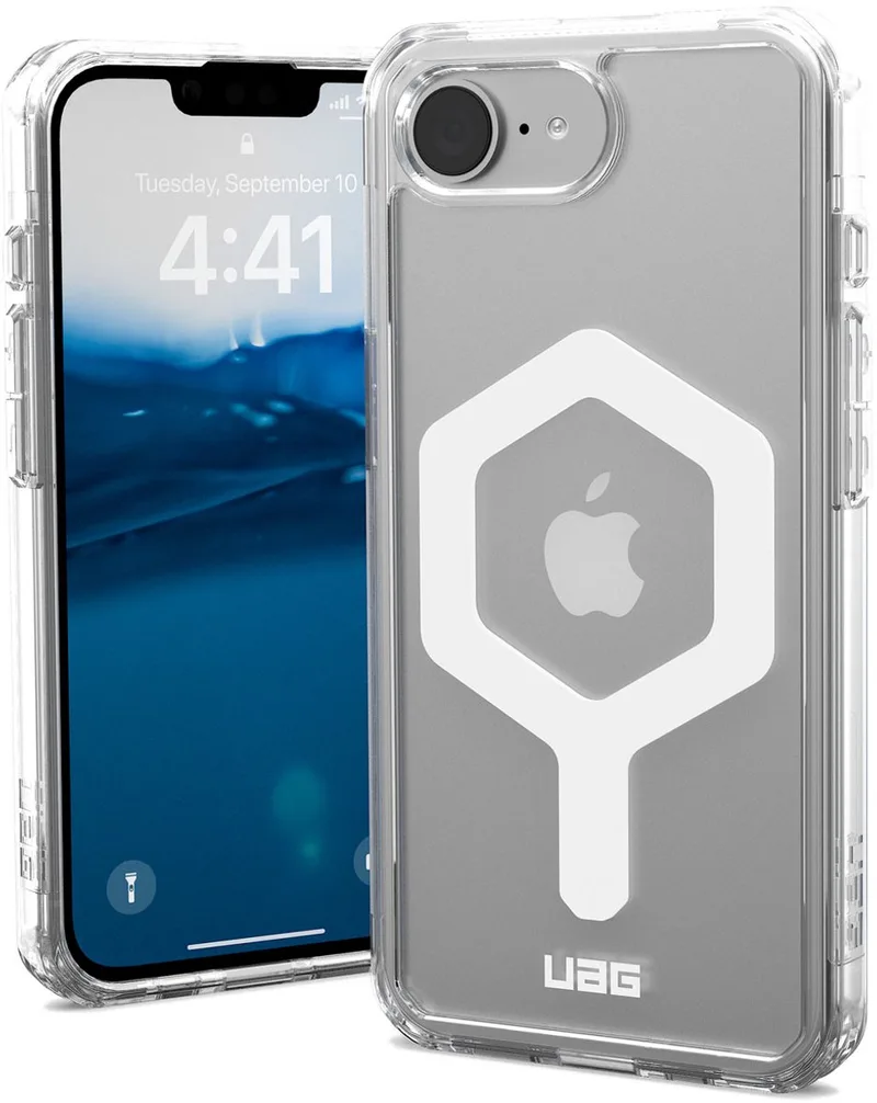 Plyo Mag geschikt voor iPhone 16e (2025) Plyo Hoesje från UAG i Ice, Vit – produktbild