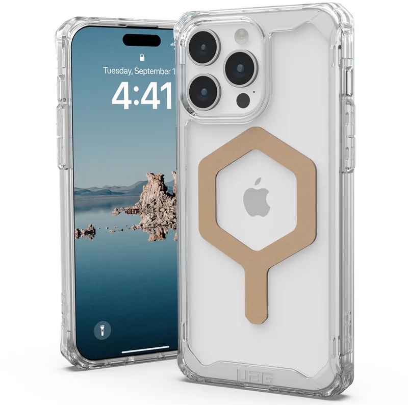 Plyo Mag iPhone 15 Pro Max Hoesje | transparant/goud från UAG i Guld – produktbild