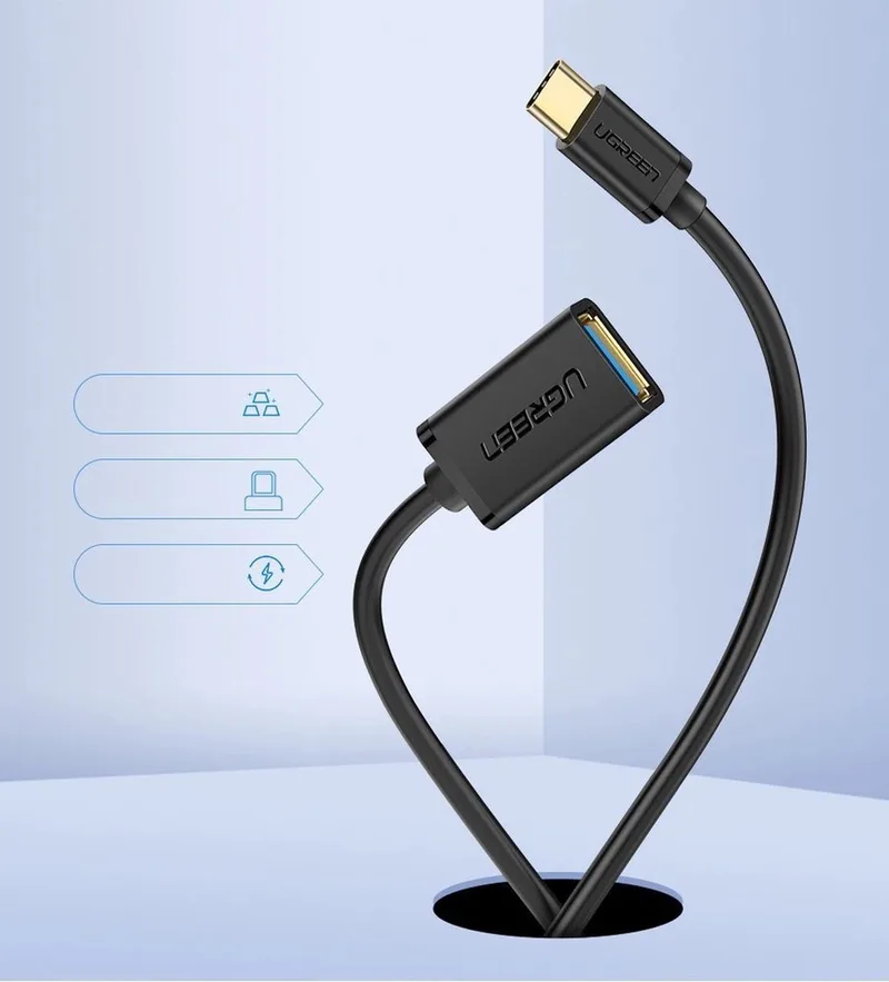 adapter - OTG-kabel van USB 3.0 naar USB Type C - (30701) by UGREEN in Black – product photo