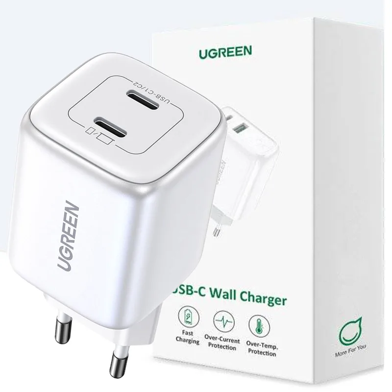 GaN - snellader - - 2 - x - USB-C - 45W - QC - PD by UGREEN in White – product photo