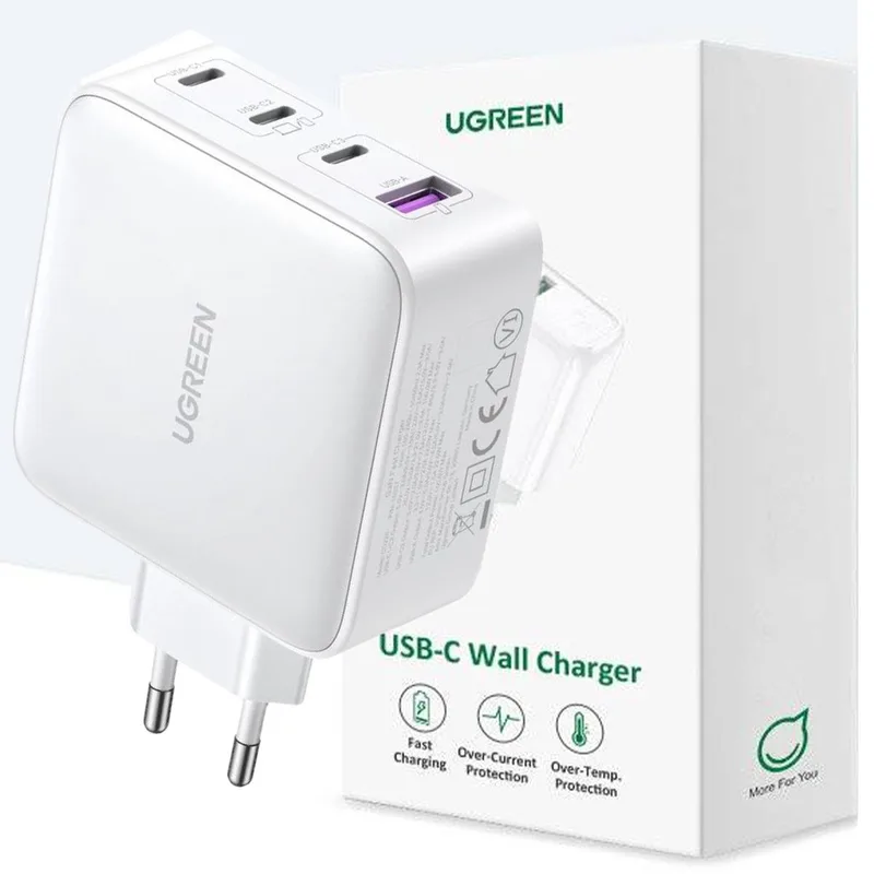 GaN - snellader - 3xUSB C / USB 100W PPS Ugreen CD226 - wit by UGREEN in Oplader – product photo