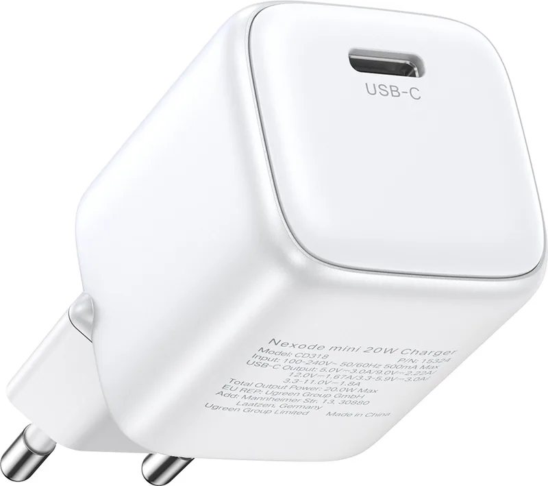 GaN - USB - C 30W PD Ugreen Nexode Mini snellader by UGREEN in White – product photo