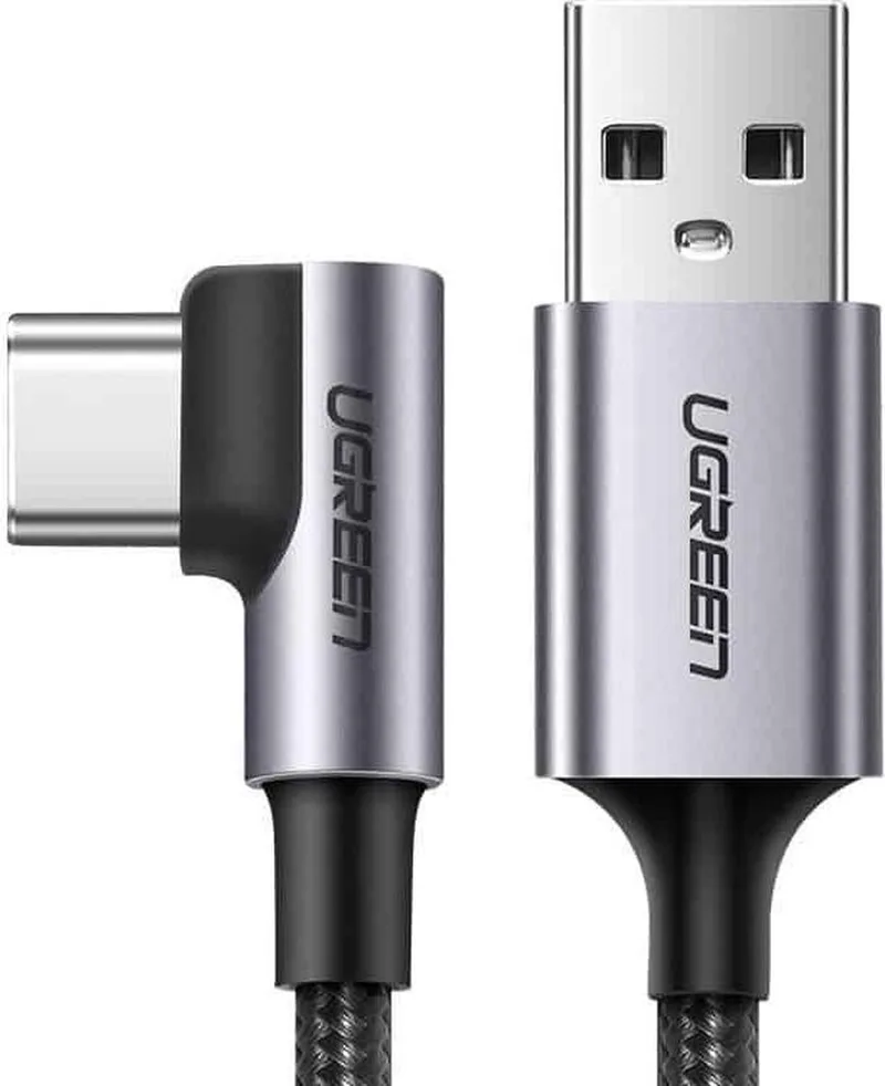 Geweven Nylon USB naar USB-C Gaming Kabel 1M - 3 A by UGREEN in Zwart en zilver – product photo