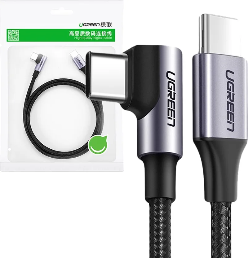 haakse - kabel USB Type C - USB Type C Stroomvoorziening - 60 - W - 20 - V - 3 - A - 1 - m - zwartgrijs - (US255 - 50123) by UGREEN in Black – product photo