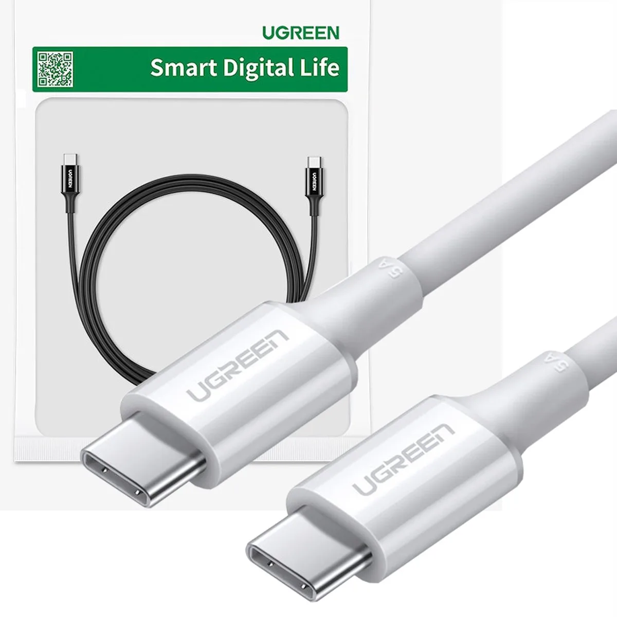 kabel - USB Type C - USB Type C PD 100W 5A 2m - (US300) van UGREEN in Wit – productfoto