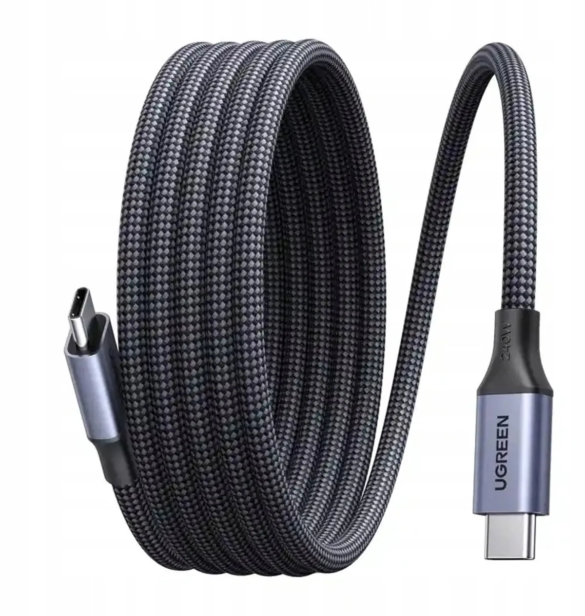 L537 USB-C naar USB-C Kabel 240W PD 3.1, 0.5m, Grijs Nylon de UGREEN – photo produit