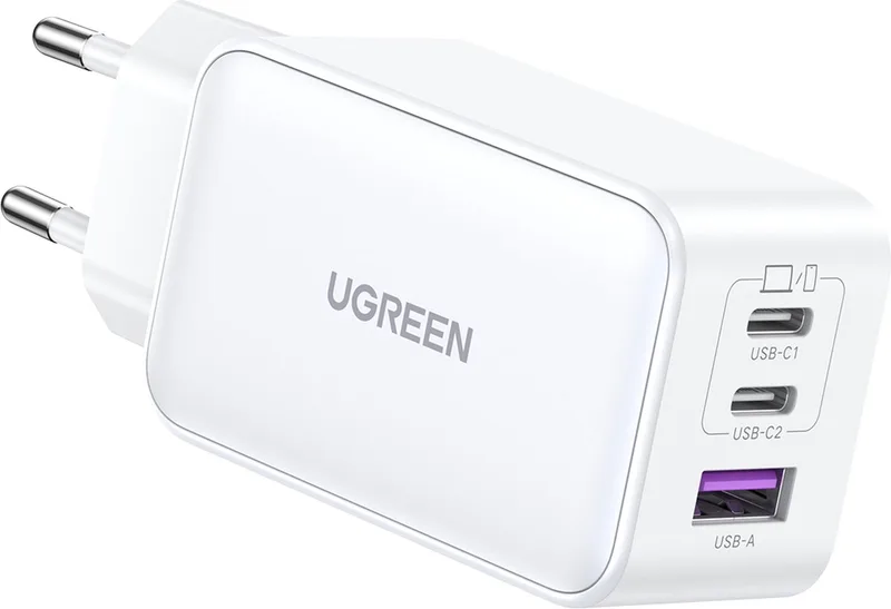 Nexode 3-in-1 Snellader GaN 65W met 2x USB-C en 1x USB-A by UGREEN in White – product photo