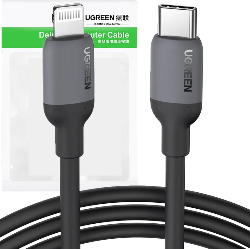 snellaadkabel - USB Type C - Lightning - (MFI - gecertificeerd) - C94 - Power - Delivery - chip - 1m - (US387 - 20304) by UGREEN in Black – product photo