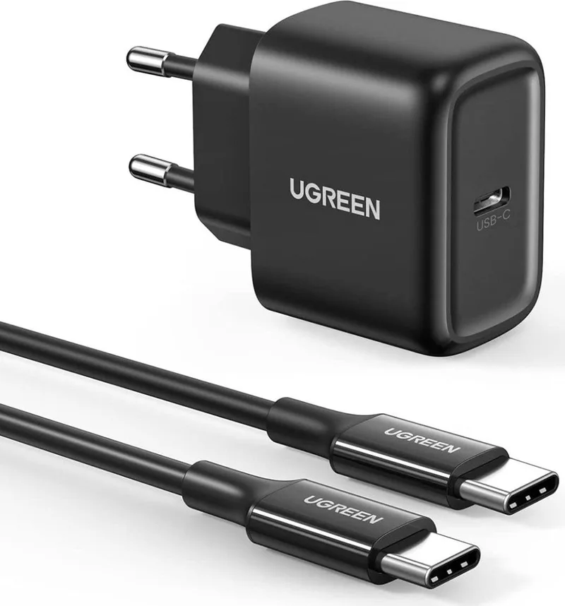 Snellader 25W PD + USB-C naar USB-C Kabel 3A 2M by UGREEN in Black – product photo