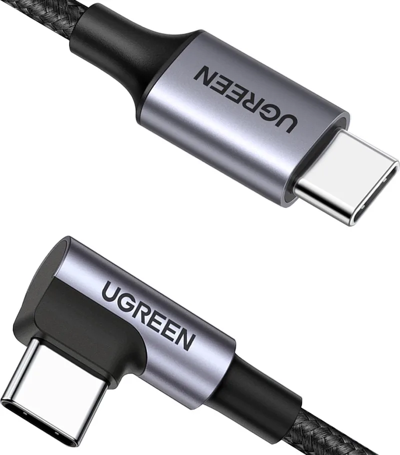 SNELLE - KABEL DUURZAAM HOEK USB-C NAAR USB-C 0,5M von UGREEN in Schwarz – Produktfoto