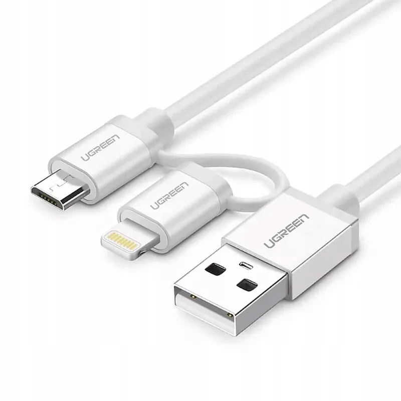UGREEN 3-in-1 USB-kabel: Micro USB, Lightning, 0,5m by UGREEN in White – product photo