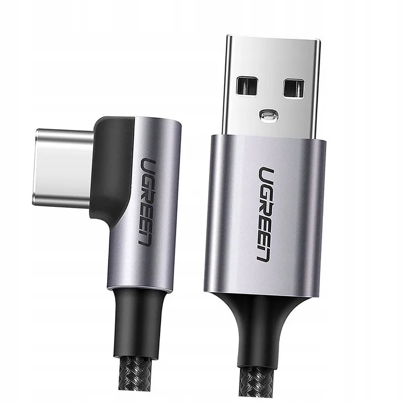 US284 USB-A naar USB-C Hoek Kabel 3A 1m Grijs van UGREEN – productfoto