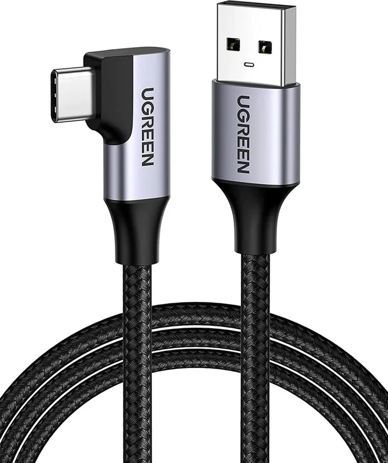 US385 - USB-A / USB-C 90º 5Gb/s 3A 1m haakse kabel by UGREEN in Black – product photo