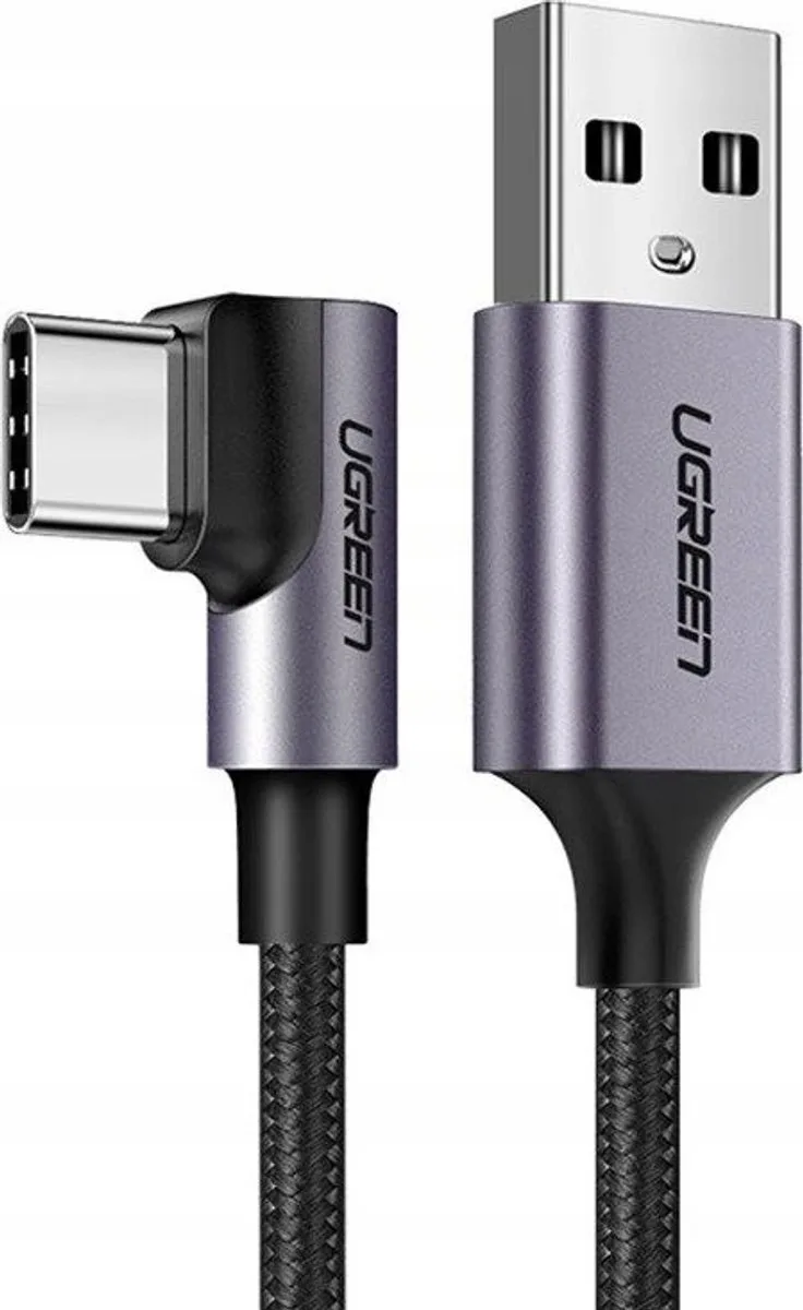 USB-A naar USB-C Kabel 3m - Hoekstekker, Gevlochten van UGREEN in Grijs – productfoto