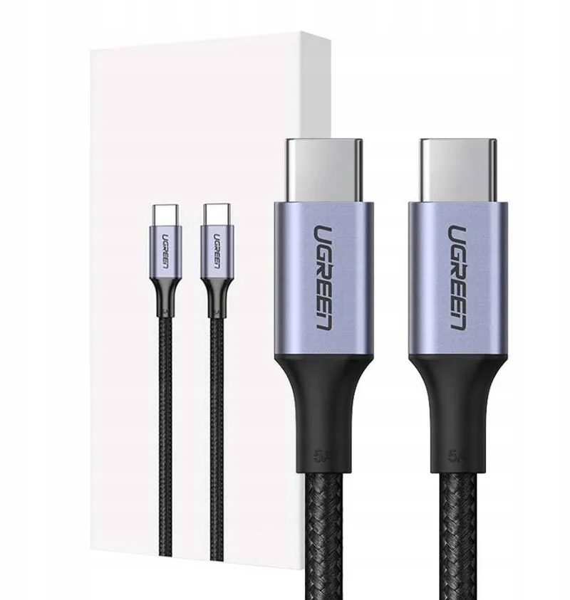 USB-C Kabel 100W PD QC 3.0 FCP 1,5m - Snel Laden & Data von UGREEN in Schwarz – Produktfoto